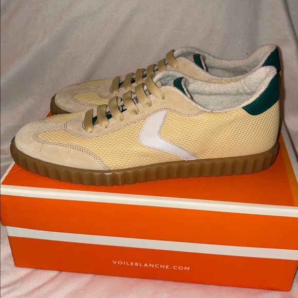 NWT VOILE BLANCHE Ines Sneaker in Ecru/Straw/Green - Picture 13 of 15